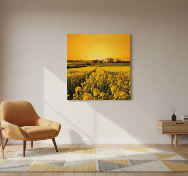 Living room poster yellow flower field artwork - TenStickers