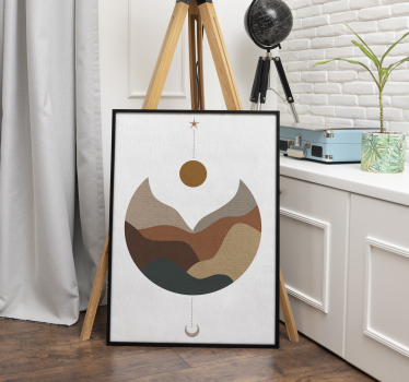 Minimalist sunset and mountains wall art poster - TenStickers