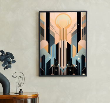 Pink and blue shapes Art Déco poster - TenStickers