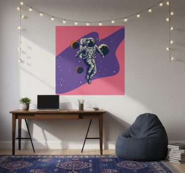 Poster for teenager hand drawn astronaut flying style - TenStickers
