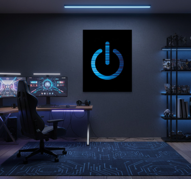 Video game poster blue power button graphic - TenStickers