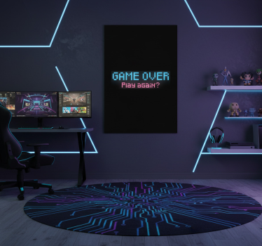 Video game poster game over play again graphic - TenStickers