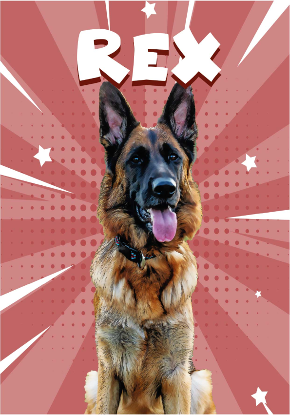 Personalised comic style dog poster - TenStickers