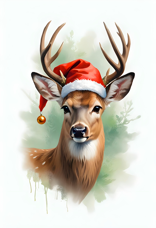 Santa reindeer christmas poster - TenStickers
