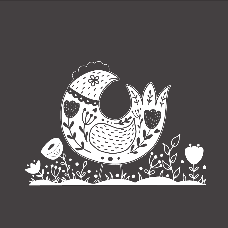 Kitchen poster of proud chickens with polish flowers - TenStickers