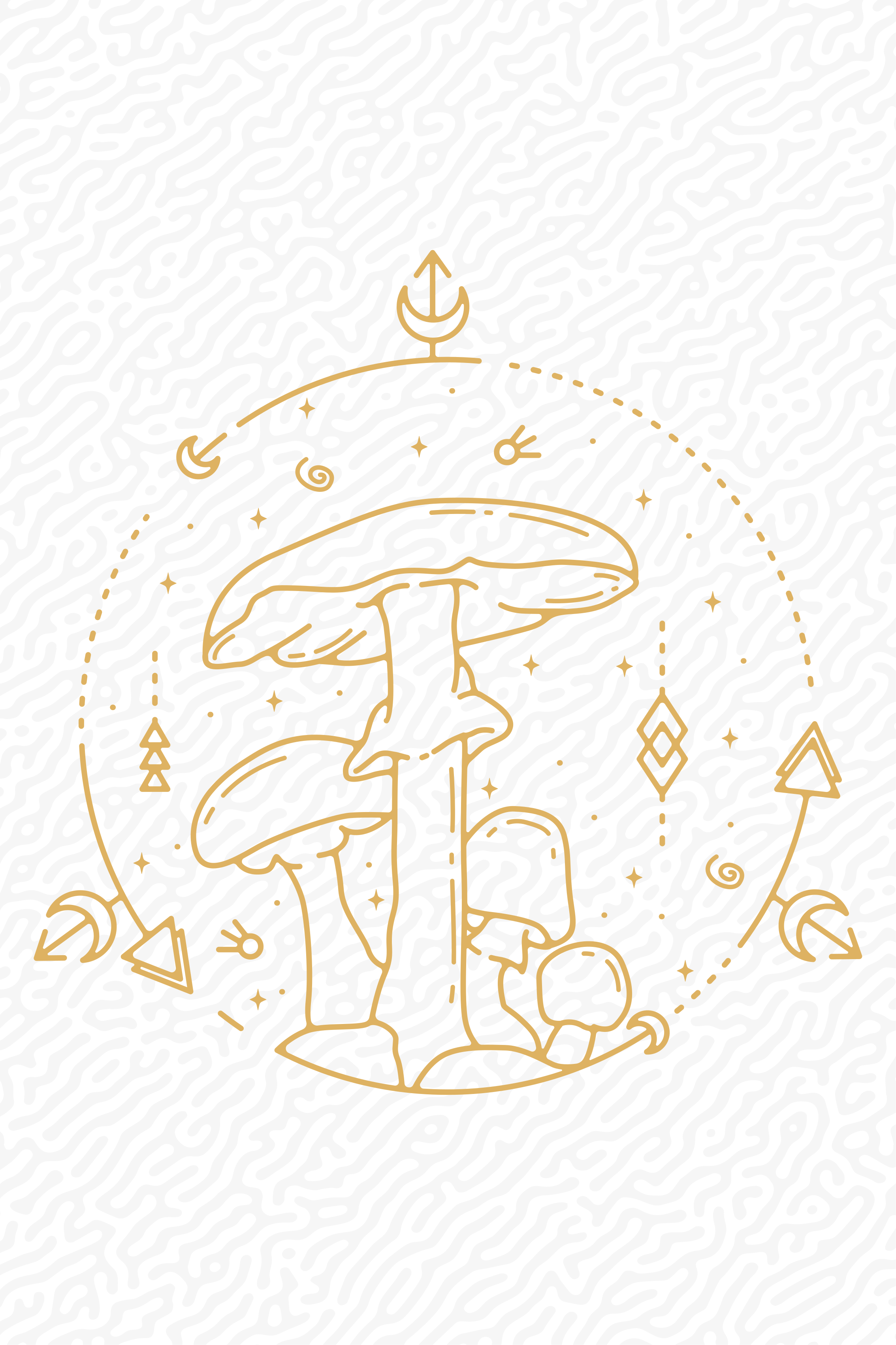 Kitchen poster with geometric mushroom monoline design - TenStickers