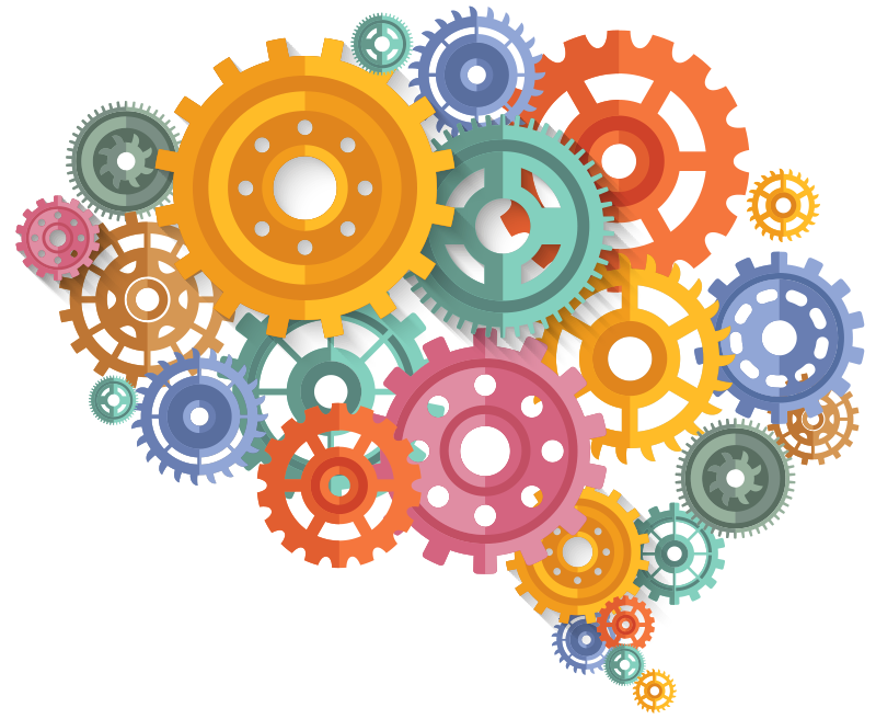 Office poster brain coloured cogs - TenStickers