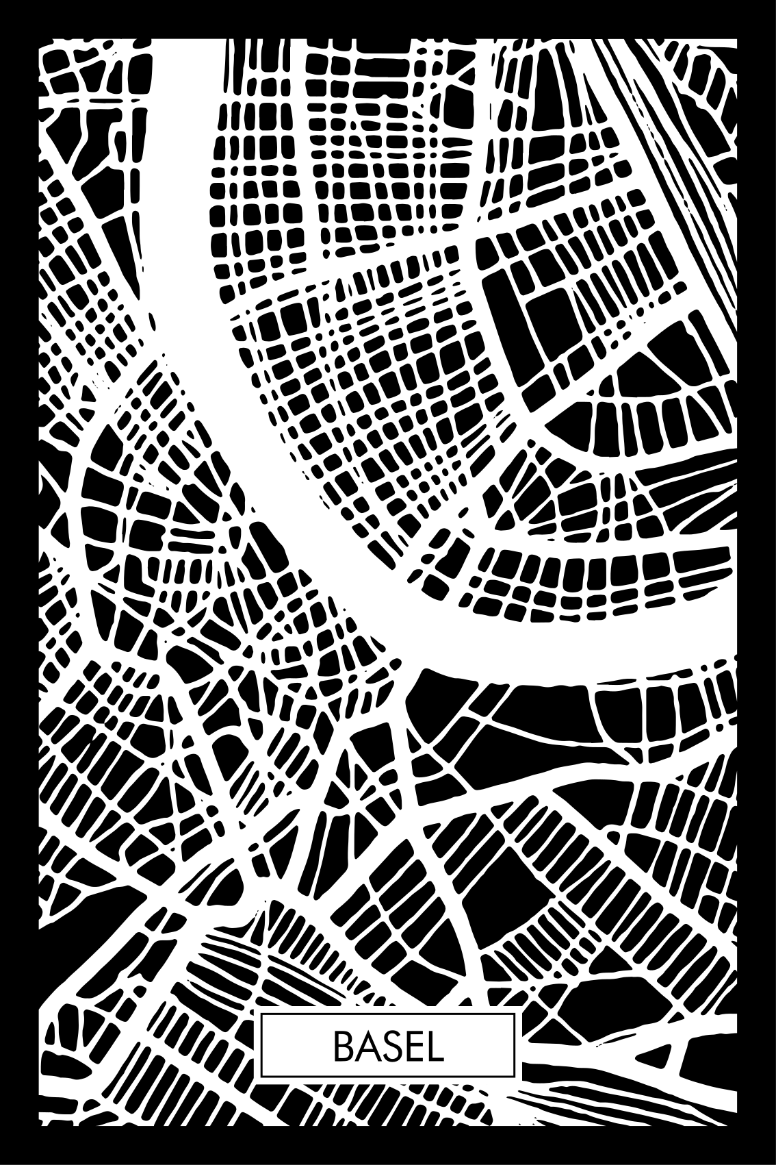 Living room poster topographic map basel - TenStickers