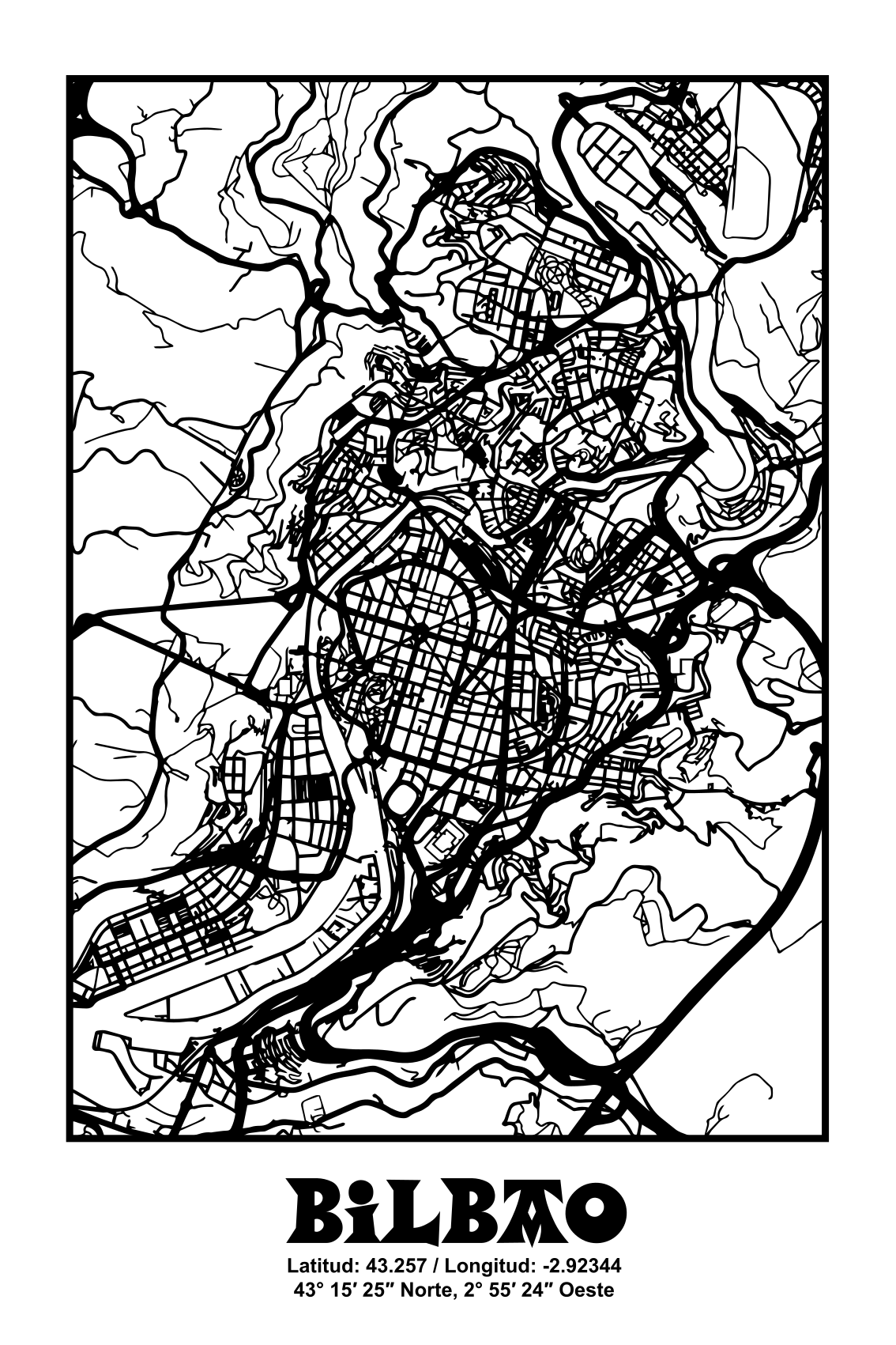 Living room poster topographic bilbao - TenStickers