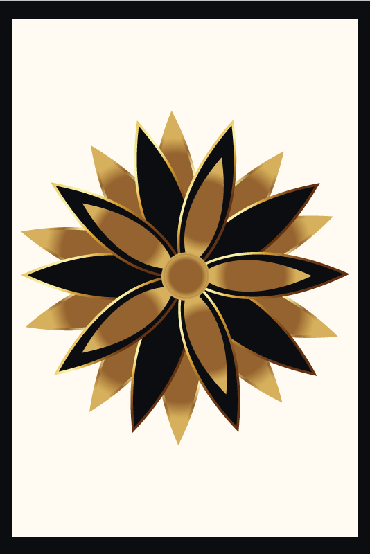 Living room poster golden flowers art print - TenStickers