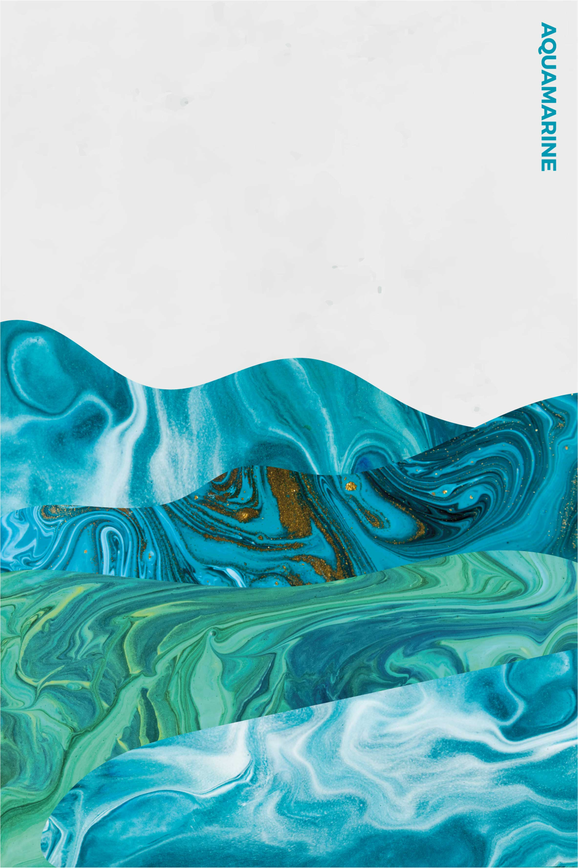 Living room poster aquamarine curve lines - TenStickers