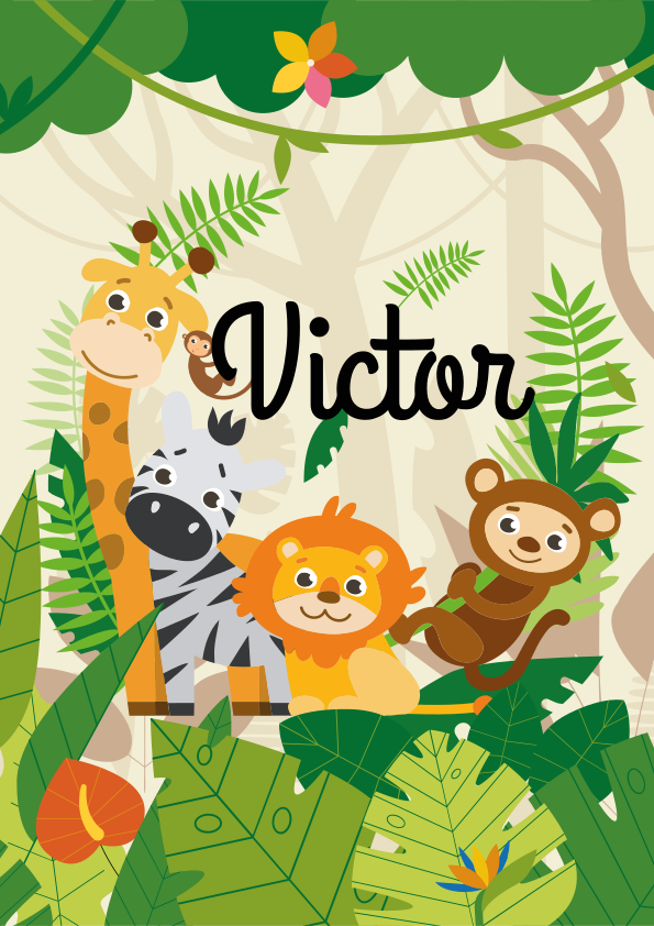 Custom jungle animals nursery poster - TenStickers
