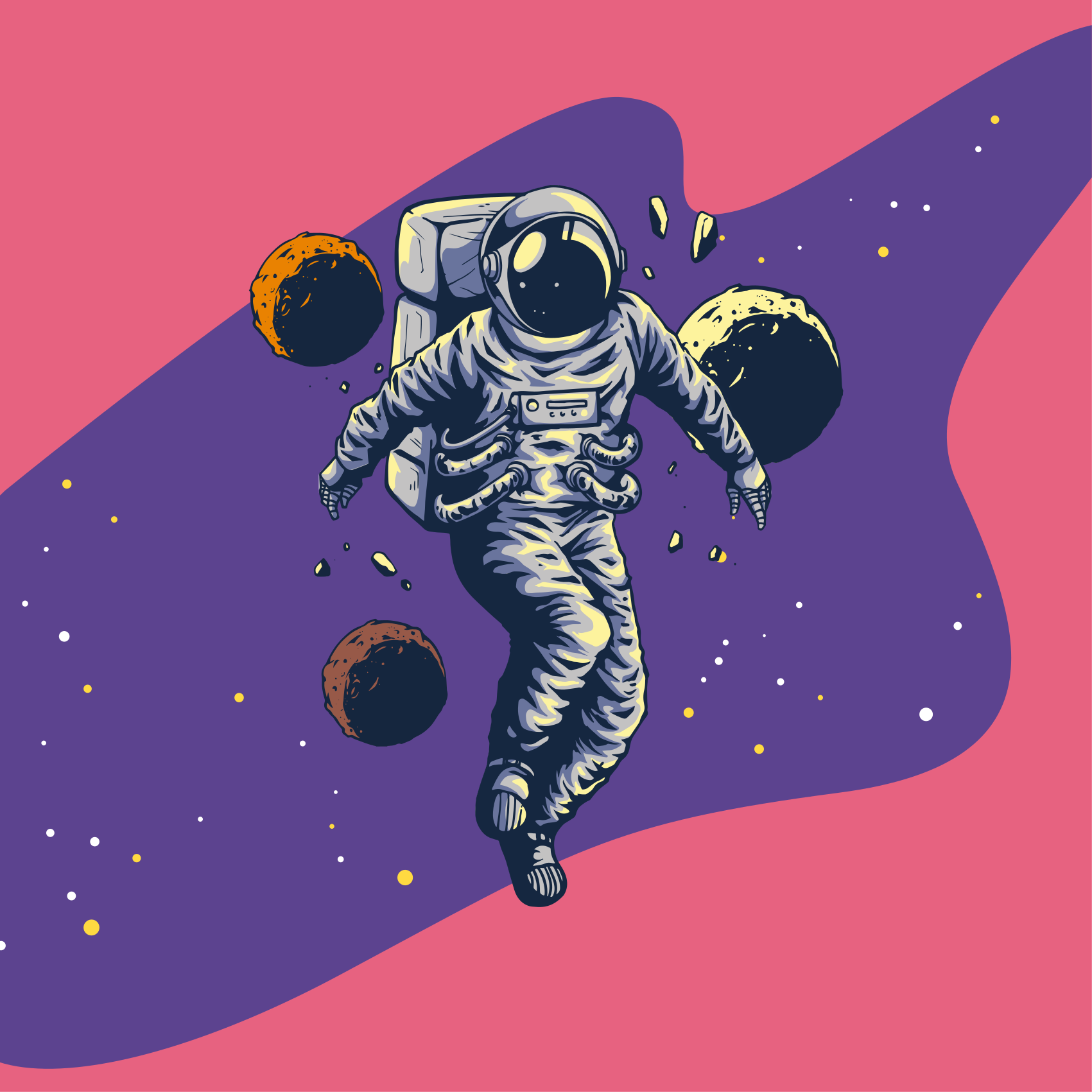 Nursery poster hand drawn astronaut flying style - TenStickers