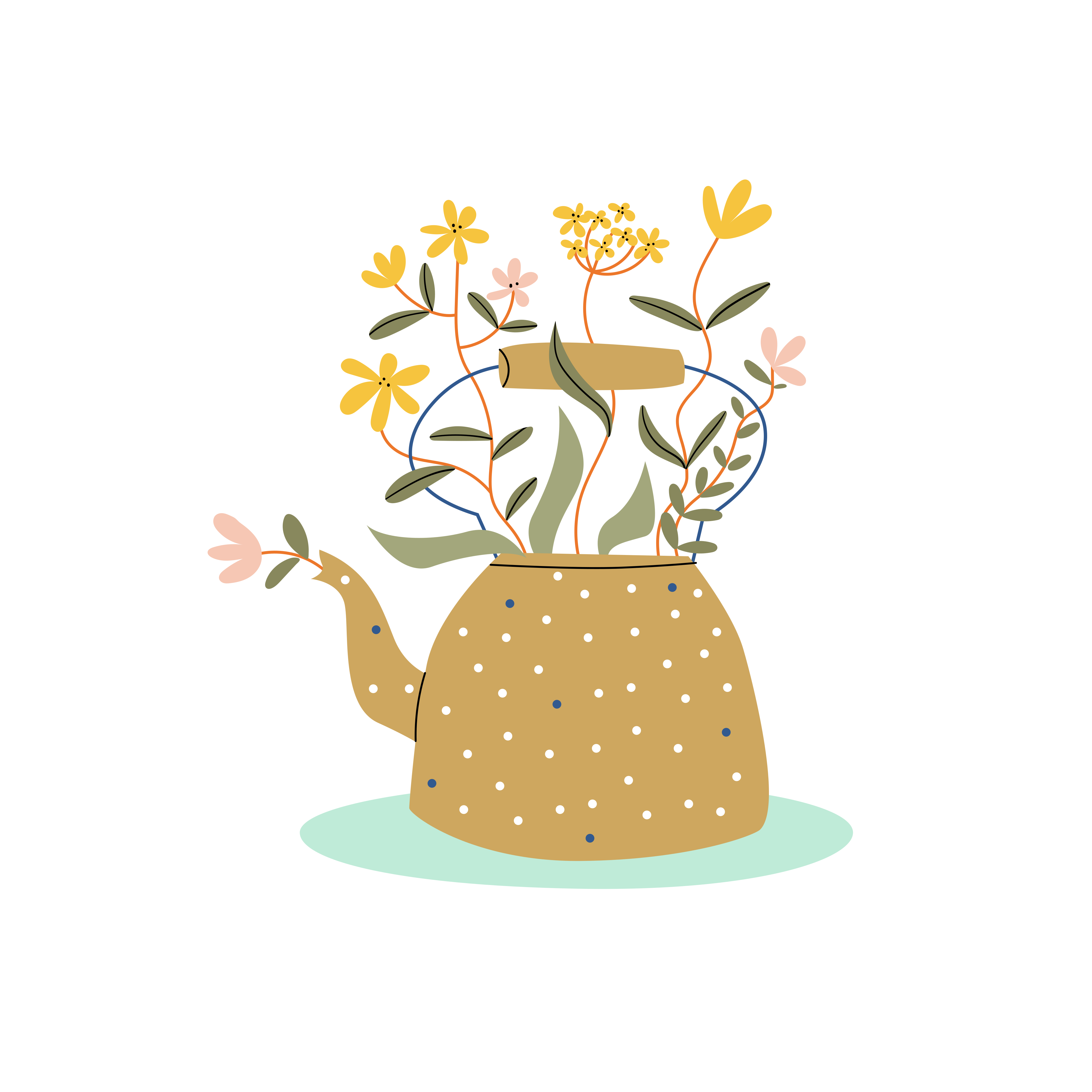 Flower poster featuring abstract watering can art - TenStickers