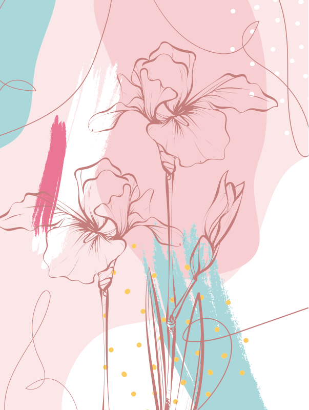 Flowers poster floral contemporary vinyl mat - TenStickers