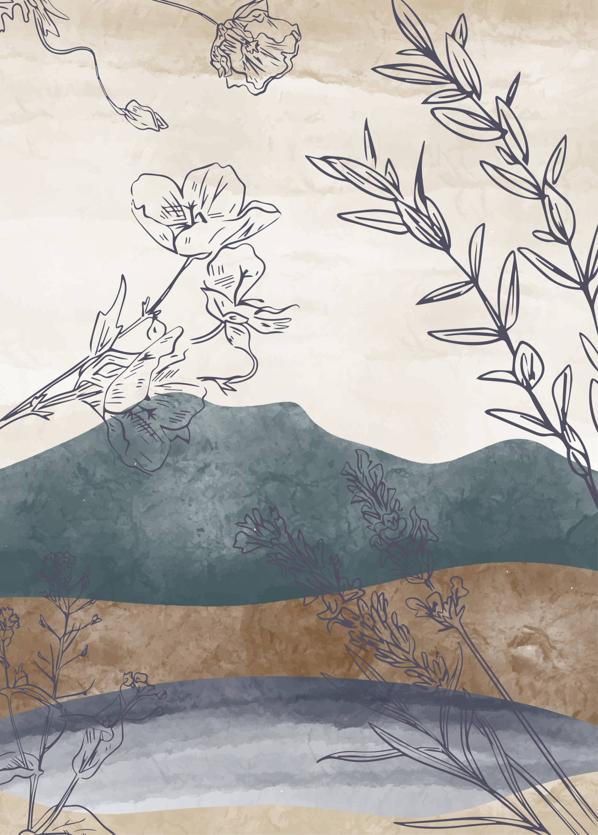 Flowers poster in botanical silhouette - TenStickers