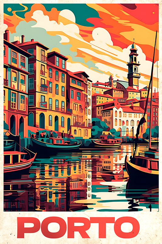 Oporto vintage poster city poster - TenStickers