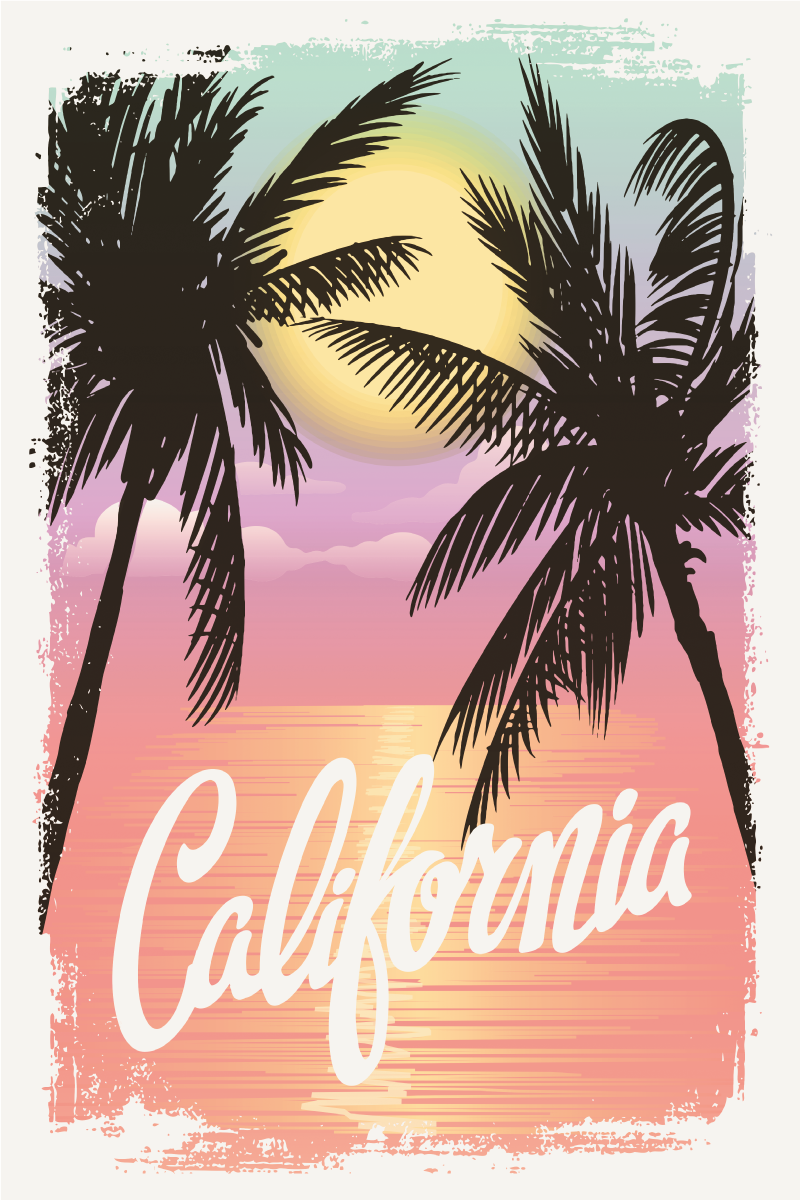City poster californian sunset aesthetic - TenStickers