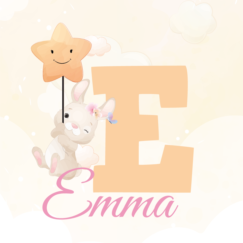Customisable poster happy bunny holding star - TenStickers