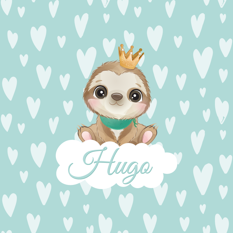 Customisable poster cute sloth crown - TenStickers