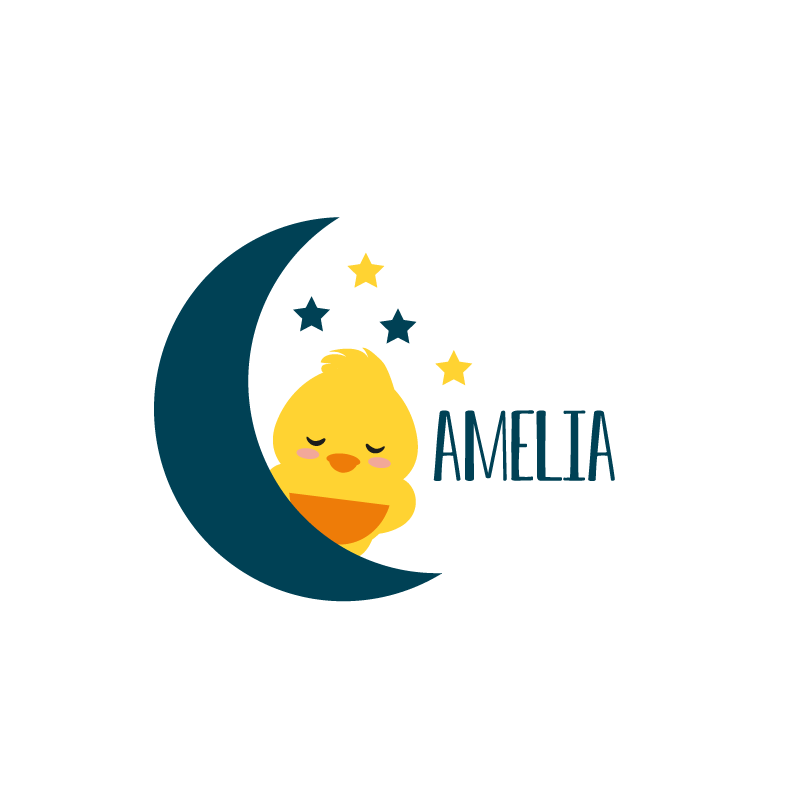 Customisable poster sleepy chick moon - TenStickers