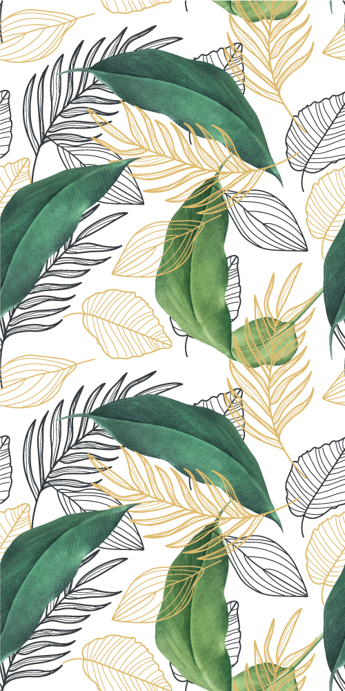 Plant poster featuring green and gold leaves art - TenStickers