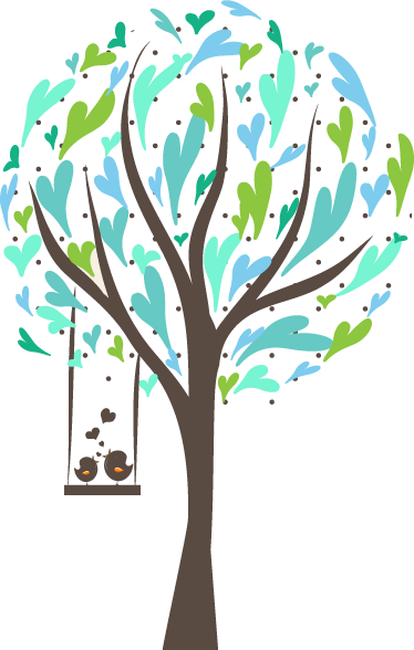 Tree poster kids vinyl birds swing - TenStickers