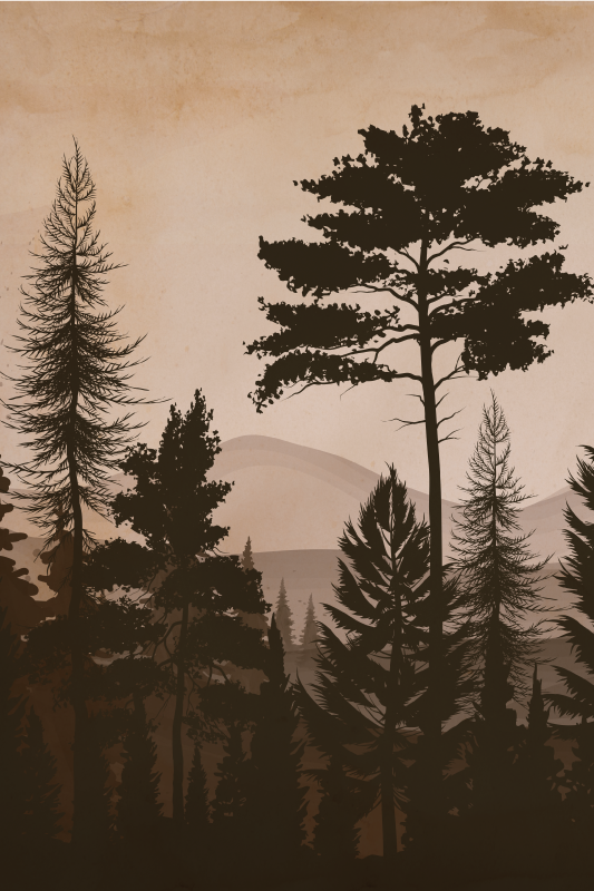 Tree poster scandinavian style warm colored forest - TenStickers