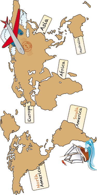 Map poster world map continents in english - TenStickers