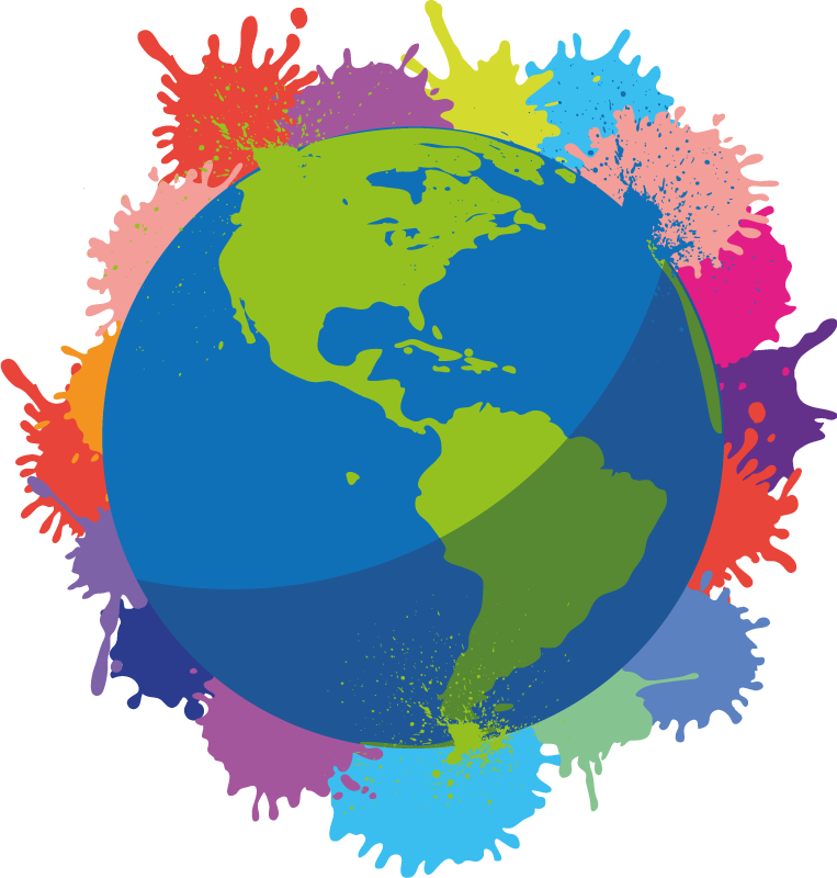 Map poster in splash of world colors - TenStickers