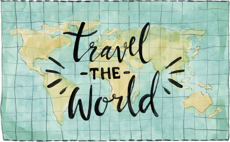 Map poster world map travel vinyl rug - TenStickers
