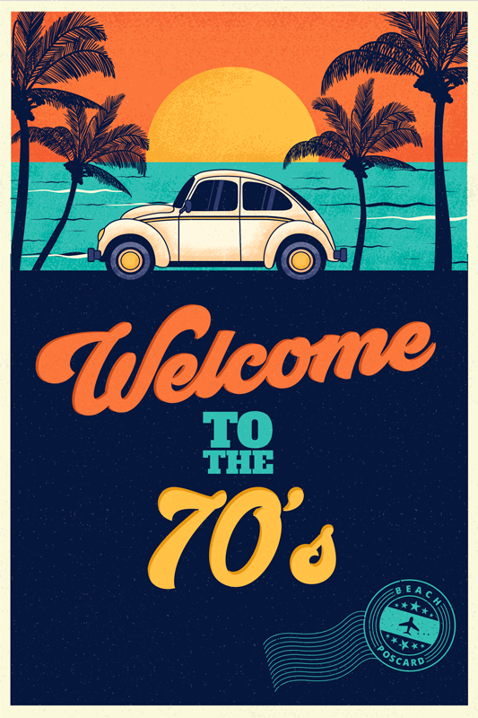 Vintage poster welcome to the 70s sticker - TenStickers