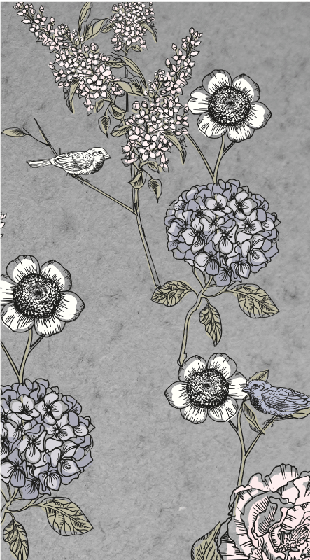 Vintage poster of grey twigs with birds - TenStickers