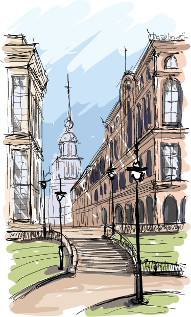 Landscape poster watercolor city park decor - TenStickers