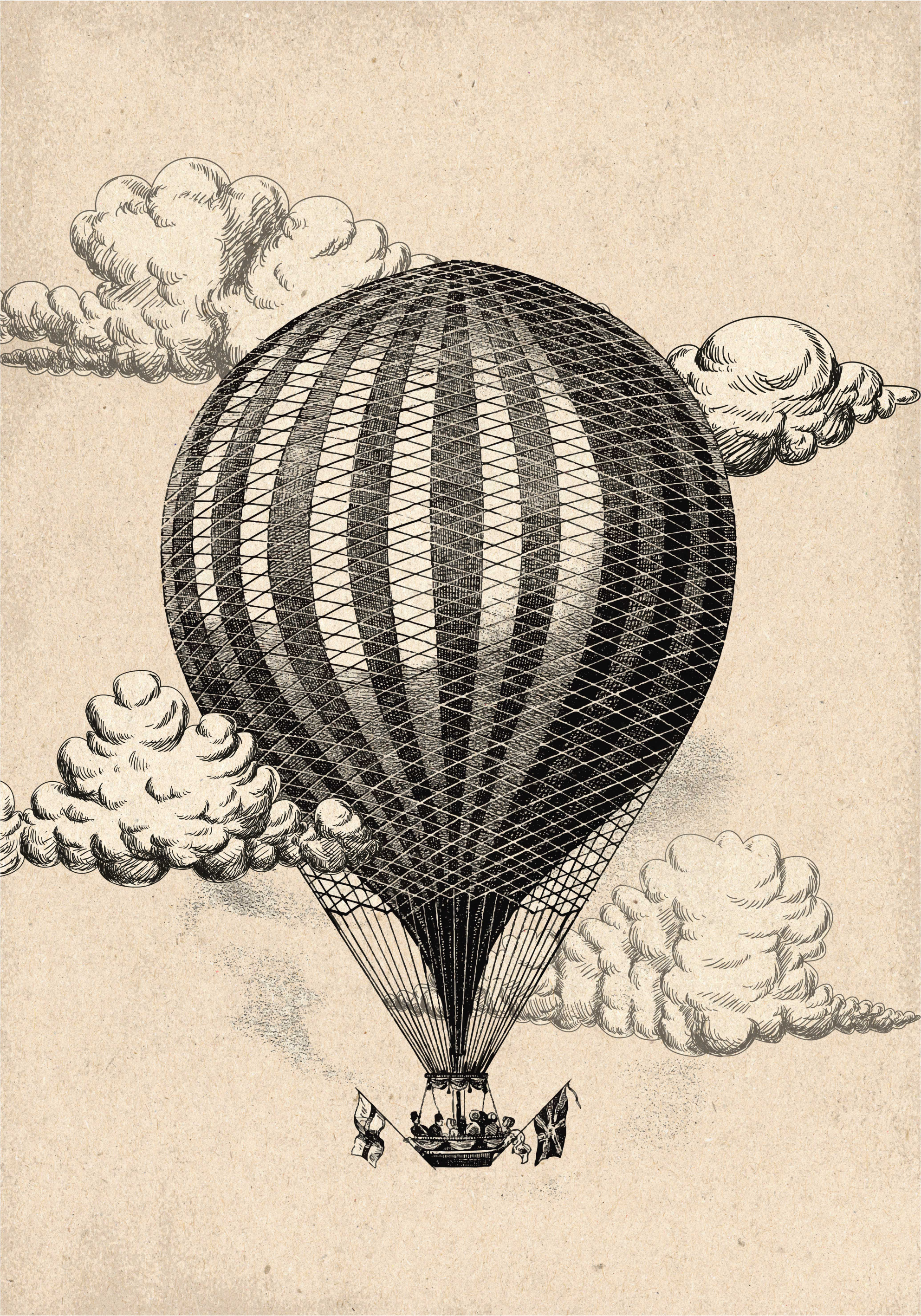 Vintage poster vintage hot air balloon art - TenStickers
