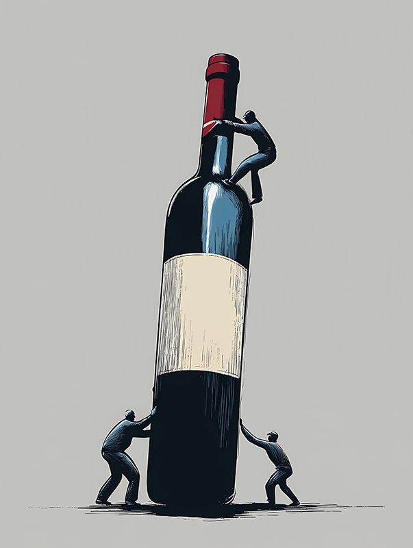 Abstract poster uncorking a bottle of wine - TenStickers