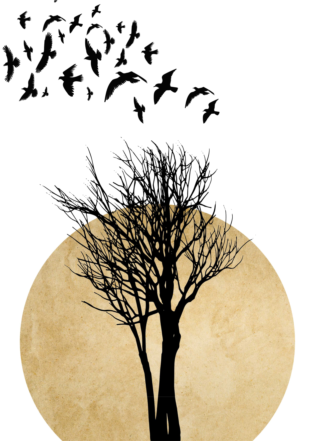 Tree poster tree silhouette with birds - TenStickers