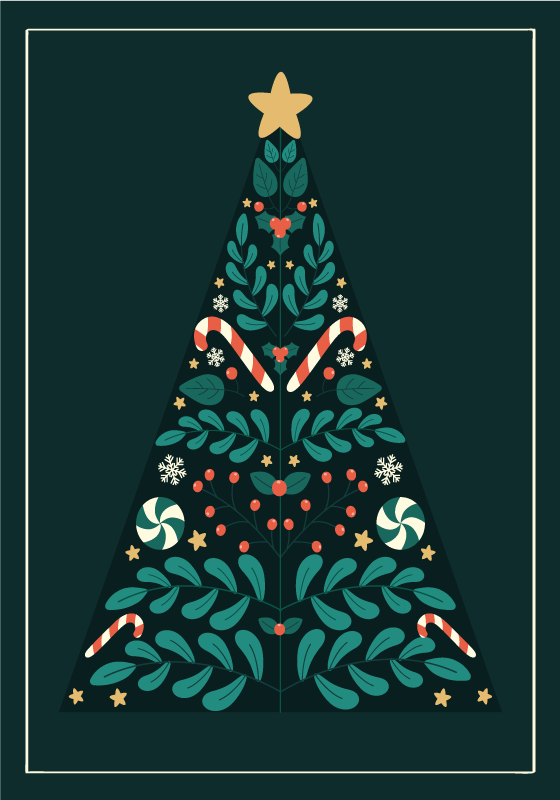 Christmas poster christmas tree art print - TenStickers