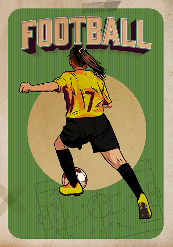 Football poster women's retro style - TenStickers