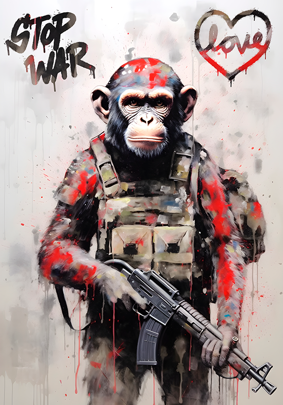Art poster soldier monkey - TenStickers