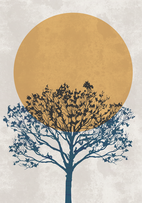Art poster of a tree with sunrise - TenStickers