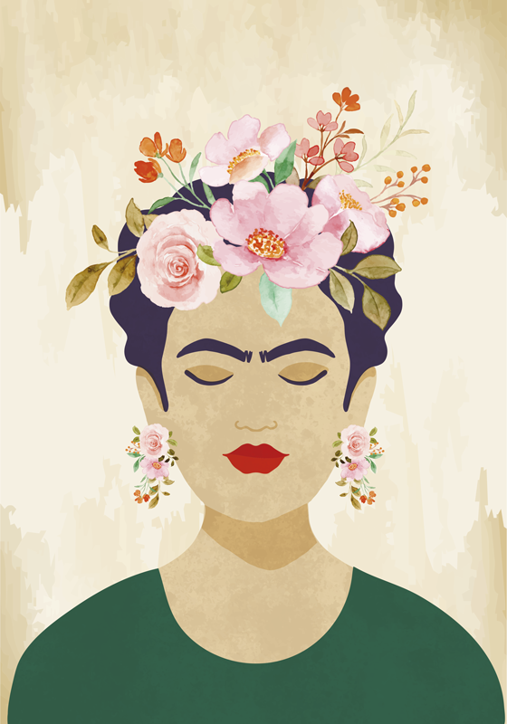 Art poster of woman with flowers - TenStickers