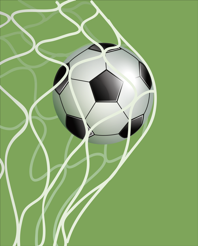 Football poster of ball hitting the net - TenStickers