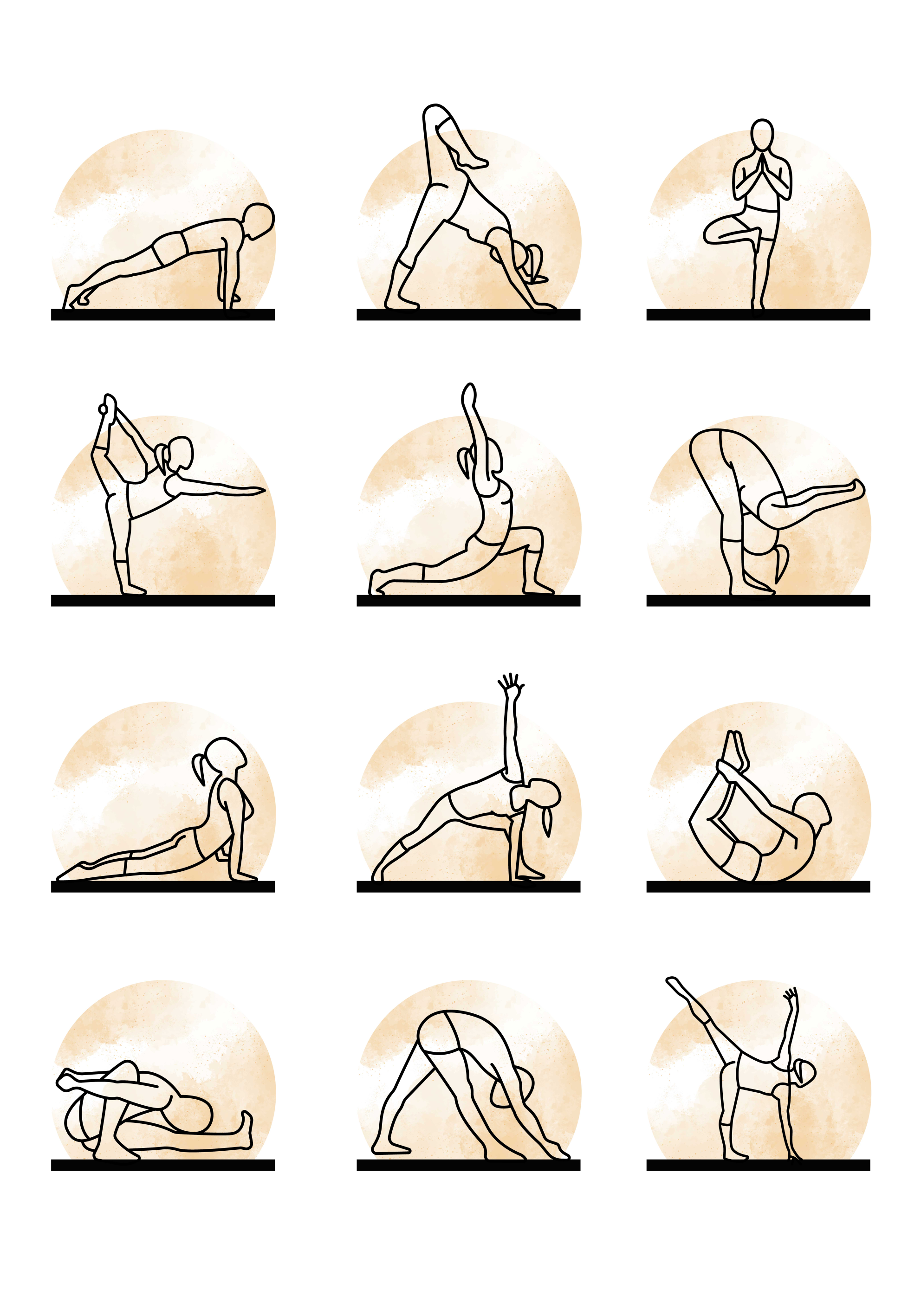 Asanas Yoga Poses wall poster - TenStickers