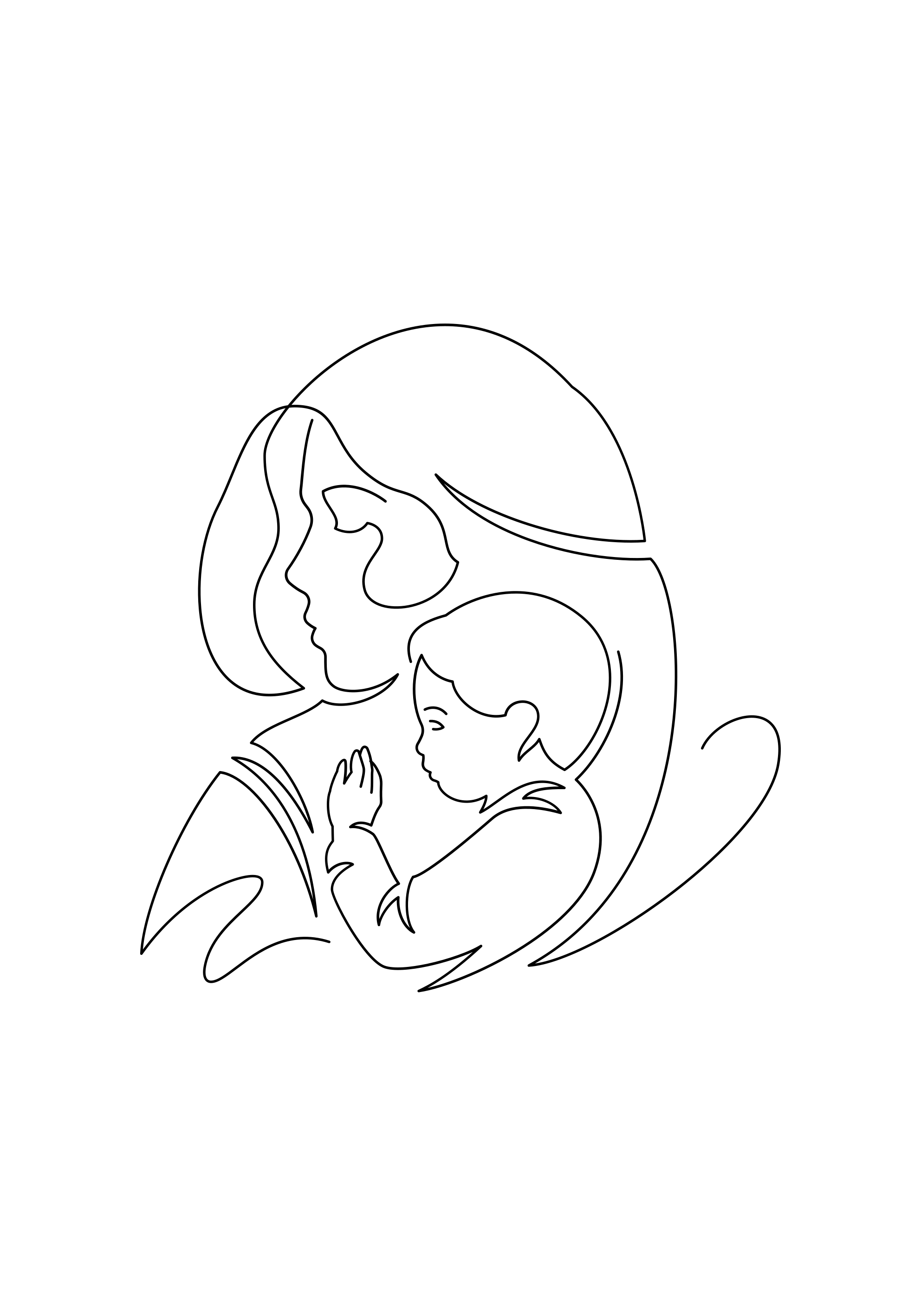 Mother and son line drawing living room poster - TenStickers