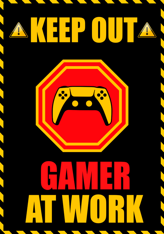 Gamer" at work video game poster - TenStickers