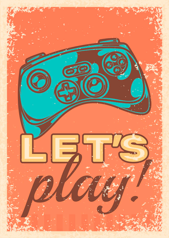 Let's play retro style video game poster - TenStickers