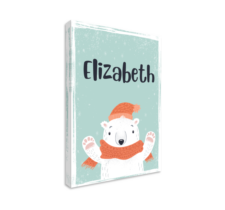 cute name with polar bear personalised canvas - TenStickers