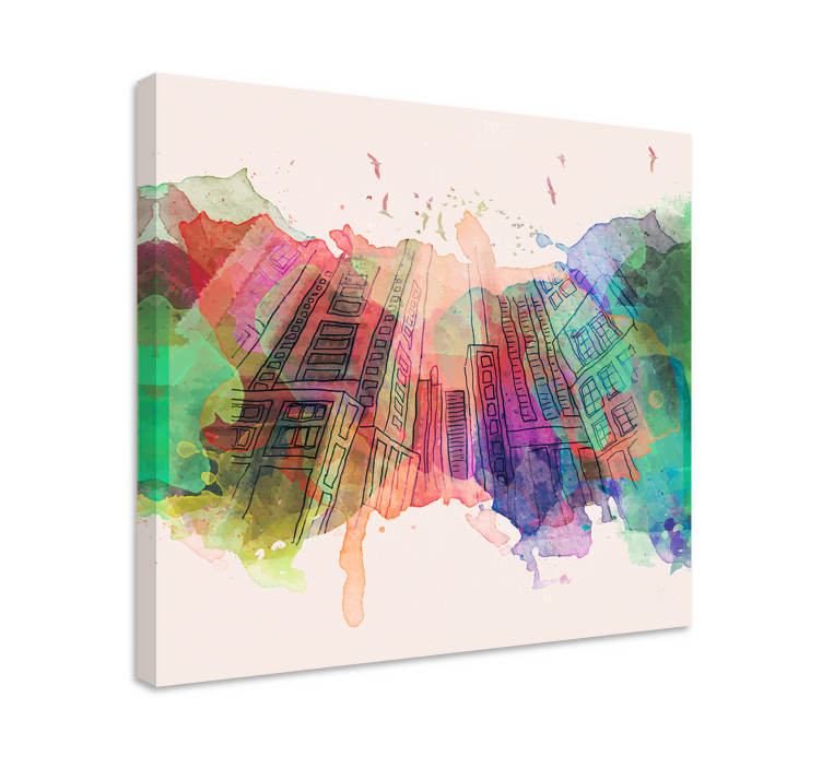 Cityscape wall art abstract urban skyline - TenStickers