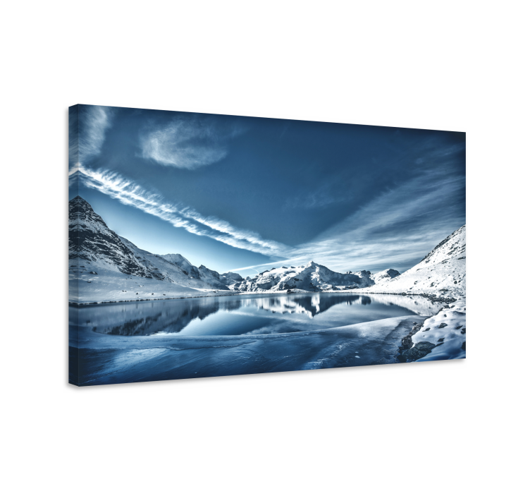 mountain snow sun landscape canvas - TenStickers